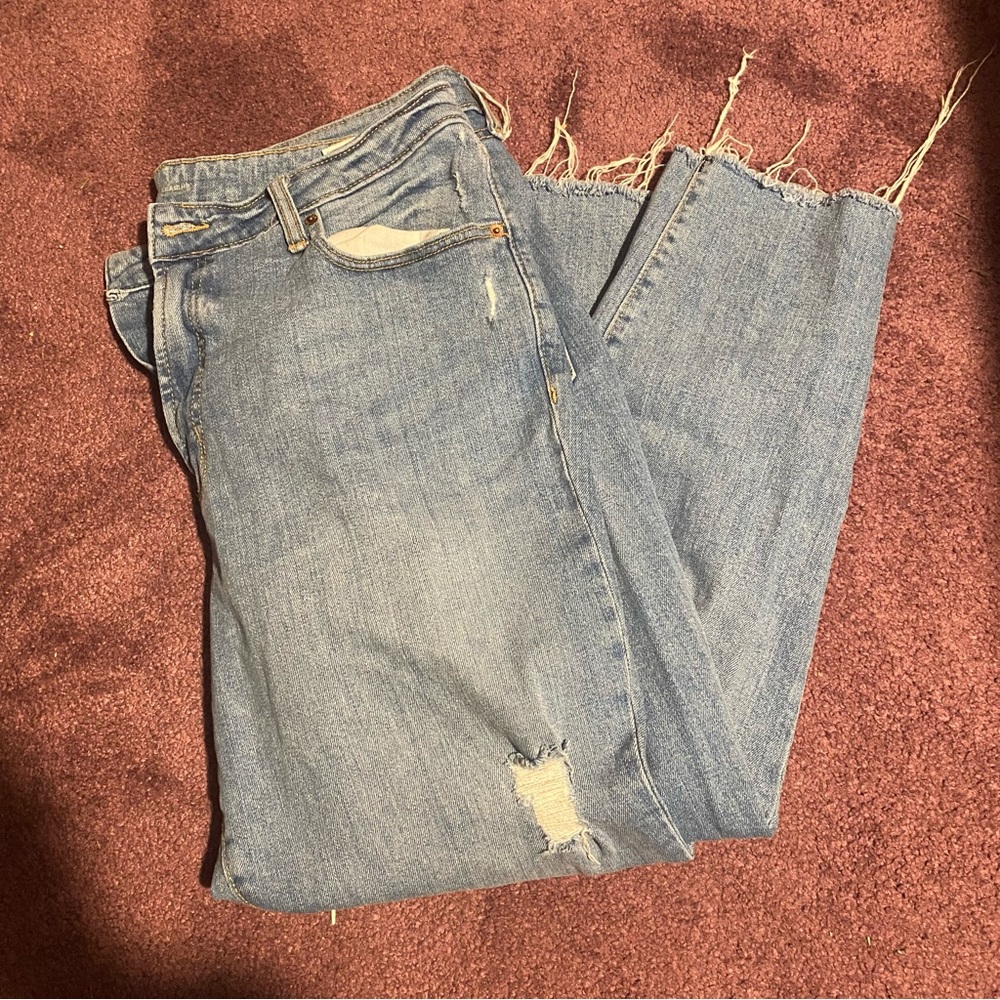 Old Navy High Rise OG Straight Secret Smooth Pockets Distressed Jeans Size 16
